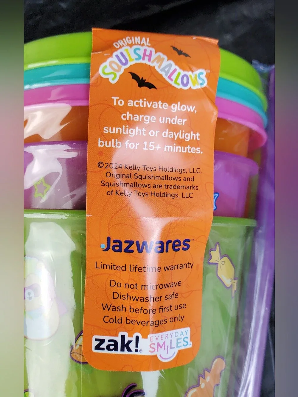 Zak! Jazwares Squishmallows Halloween Glow In The Dark Tumbler Cup Set - NWT